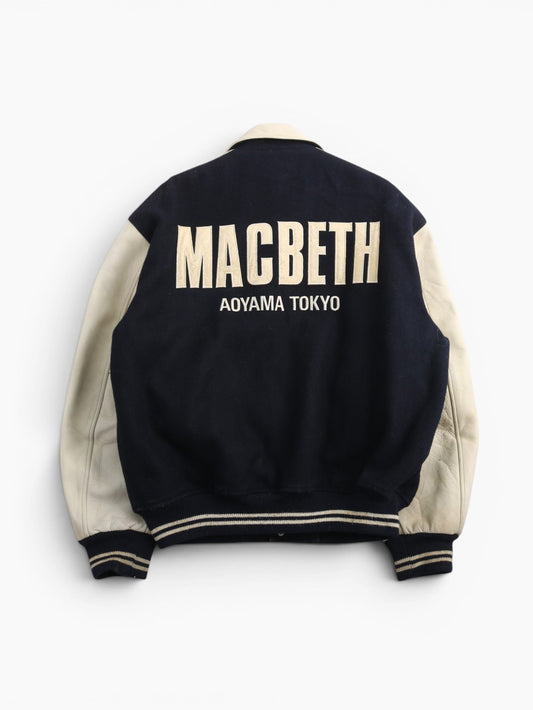 Vintage Varsity 'Macbeth Sports Club' Bomber Jacket - Black