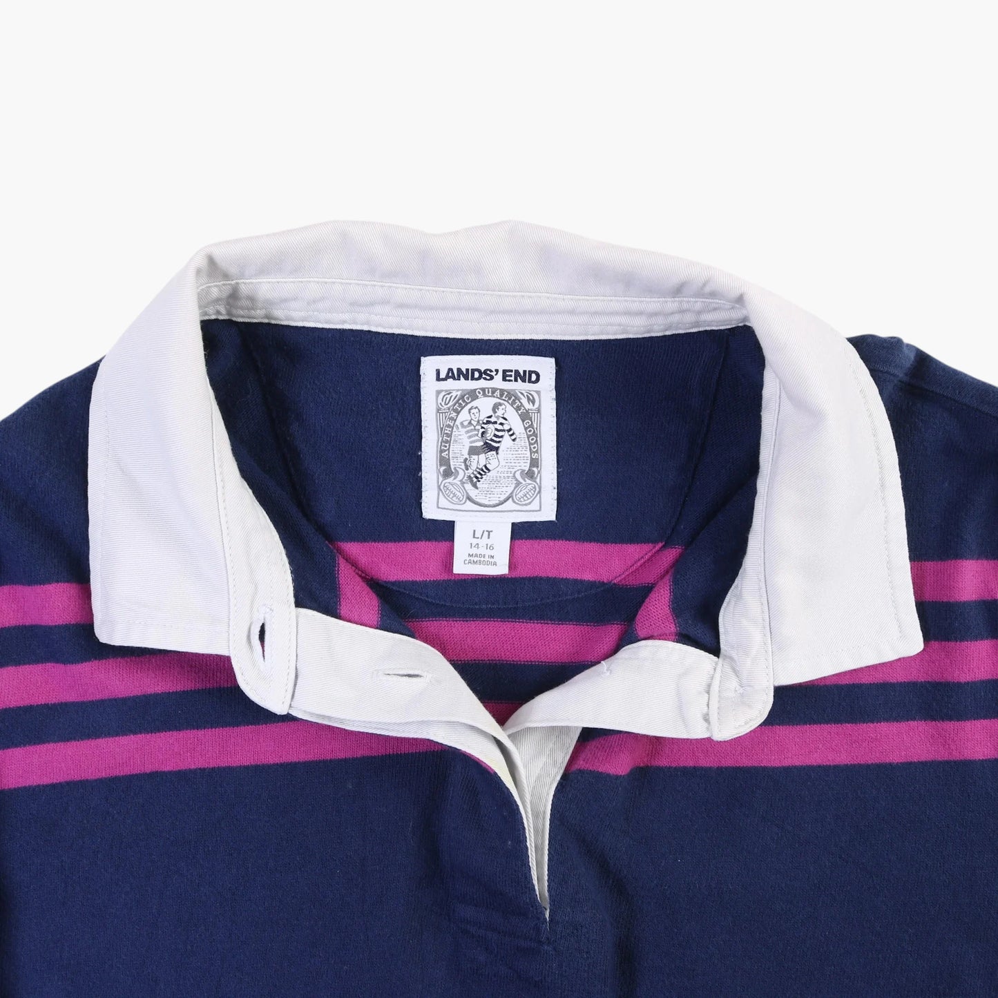 Lands' End Rugby Shirt - Pink Stripe