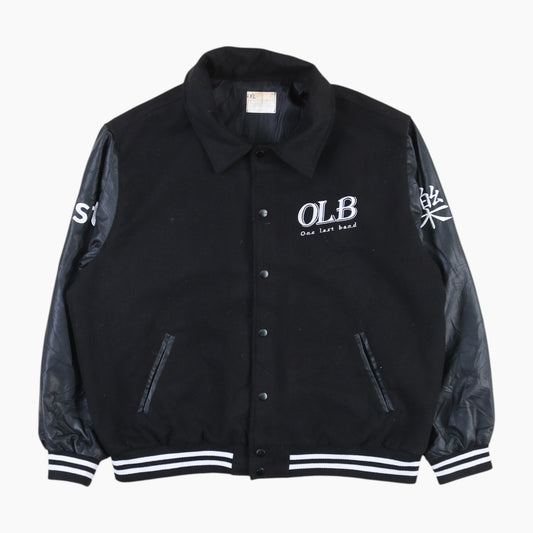 Vintage Varsity 'OLB' Bomber Jacket - Black
