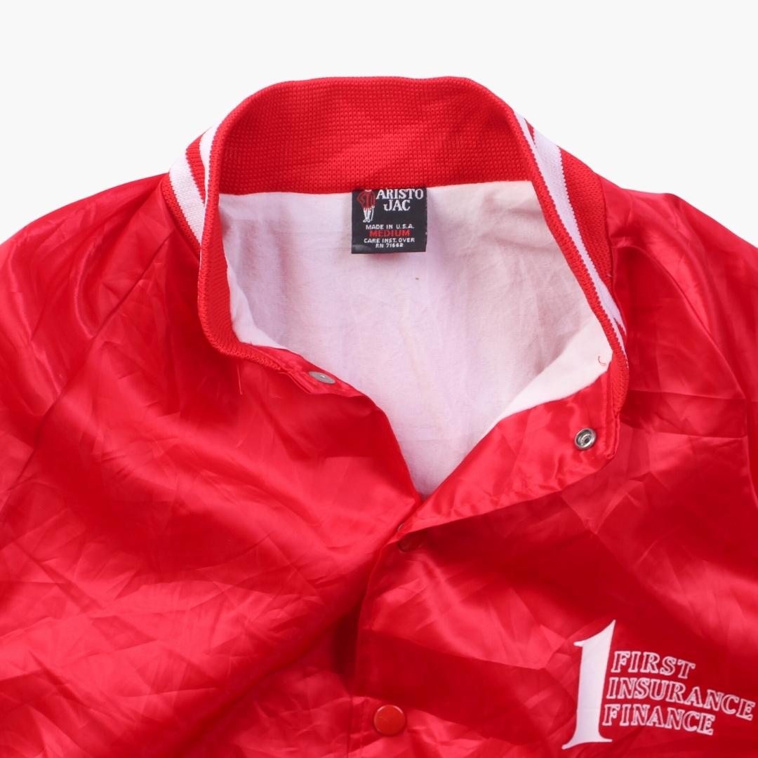 Vintage 'First Insurance Finance' Satin Bomber Jacket - American Madness