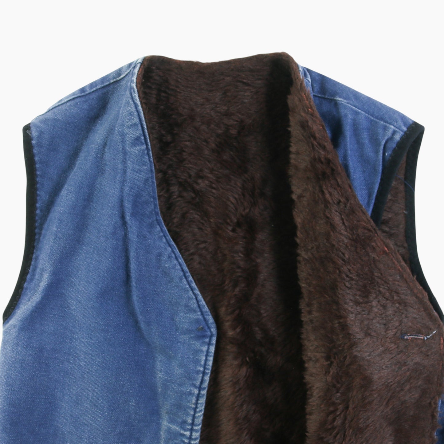 Vintage Fur Lined Vest - Blue
