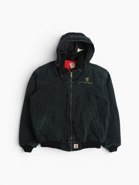 Hooded Santa Fe Bomber Jacket - Black