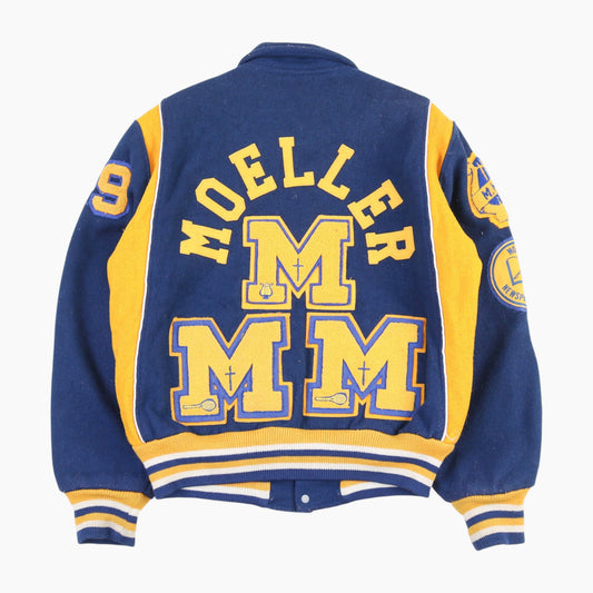 Vintage Varsity 'Moeller' Bomber Jacket - Navy