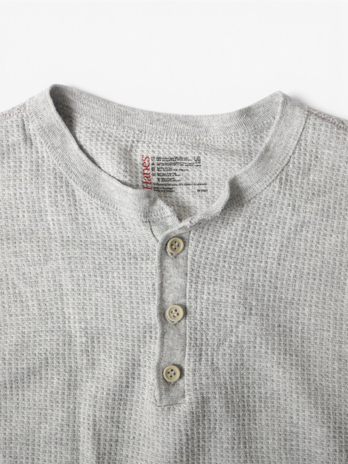 'Hanes' Waffle Henley Thermal