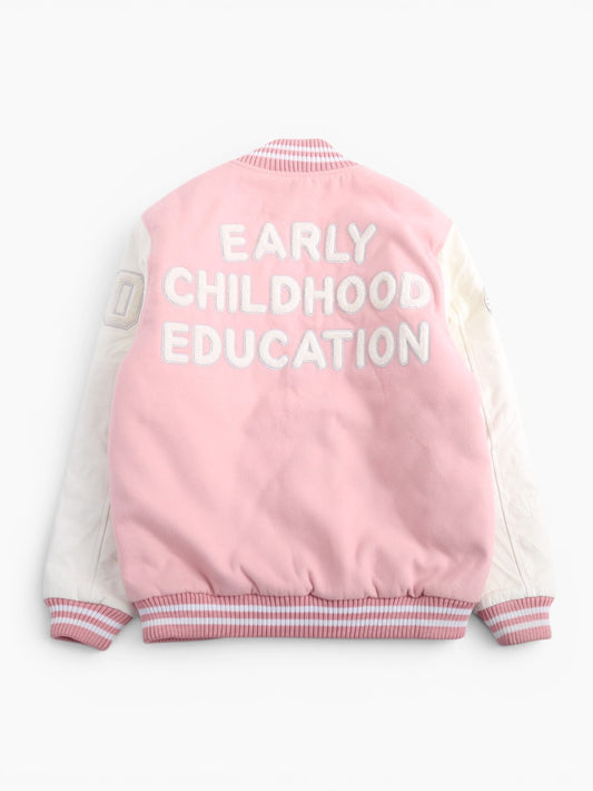 Vintage Varsity 'P' Bomber Jacket - Pink