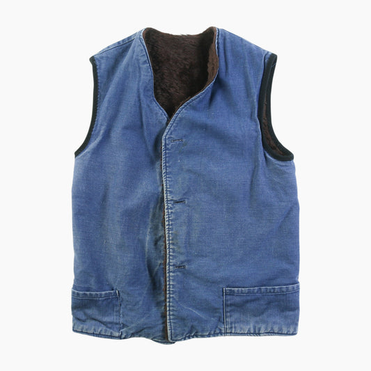 Vintage Fur Lined Vest - Blue