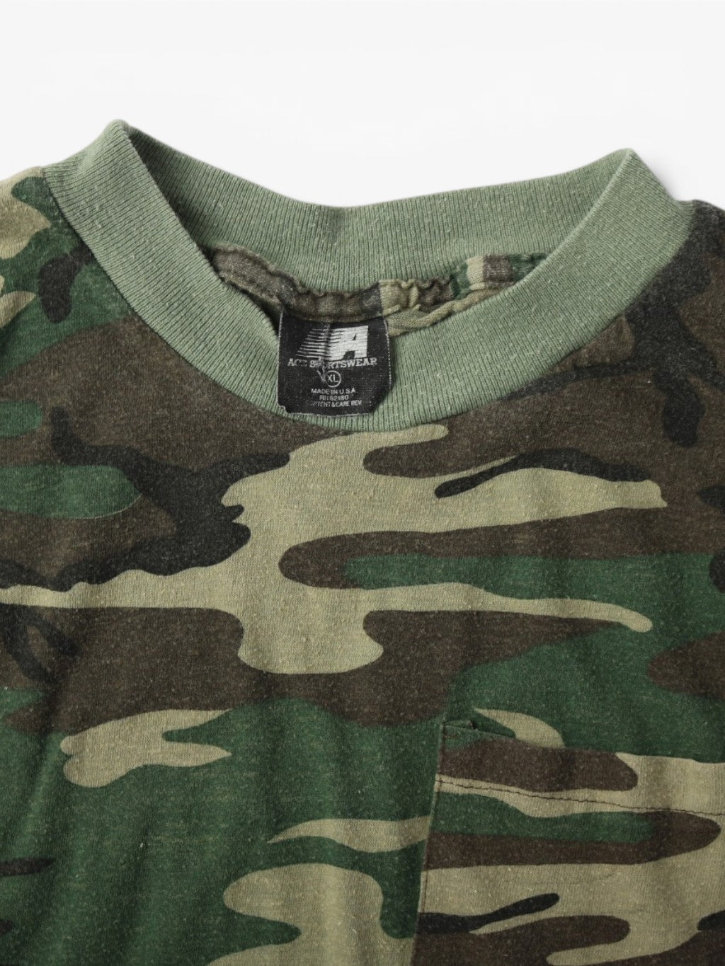 Single Stitch Woodland Camouflage Pocket T-Shirt