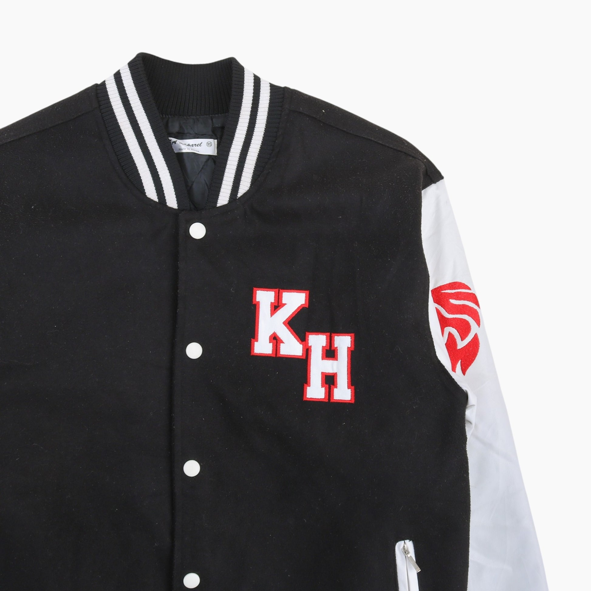 Vintage Varsity 'KH' Bomber Jacket - Black