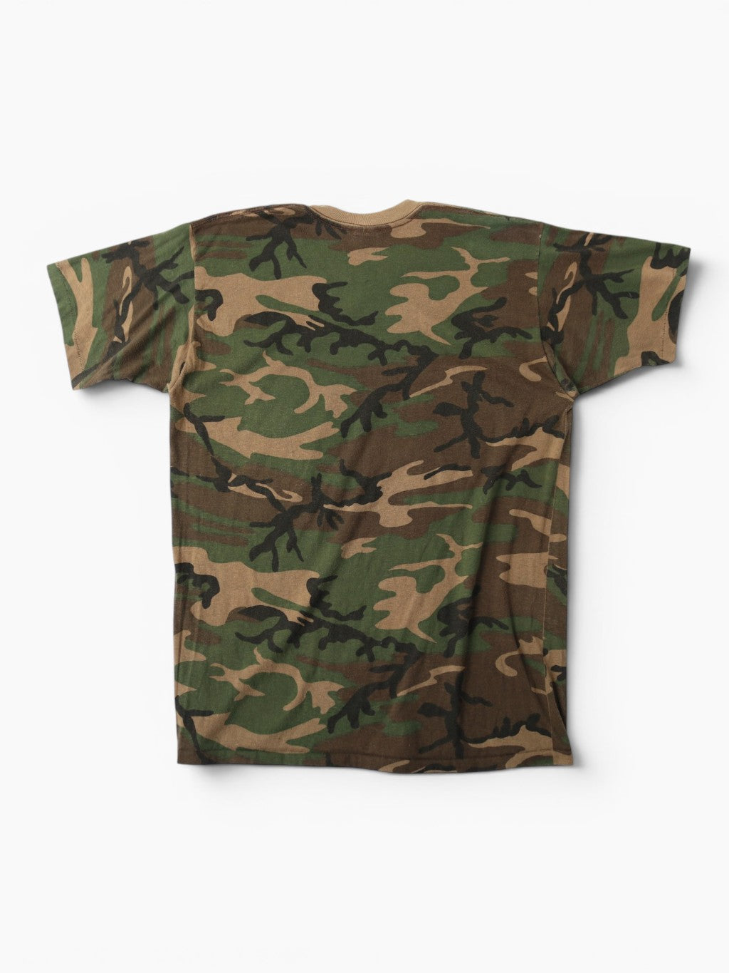 Single Stitch Woodland Camouflage Pocket T-Shirt
