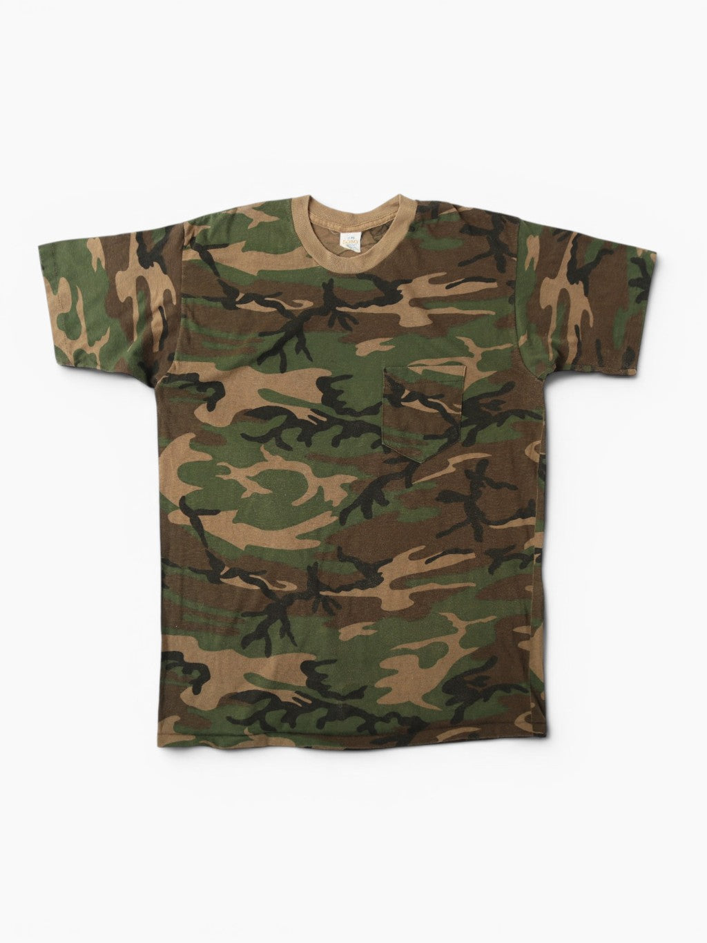 Single Stitch Woodland Camouflage Pocket T-Shirt
