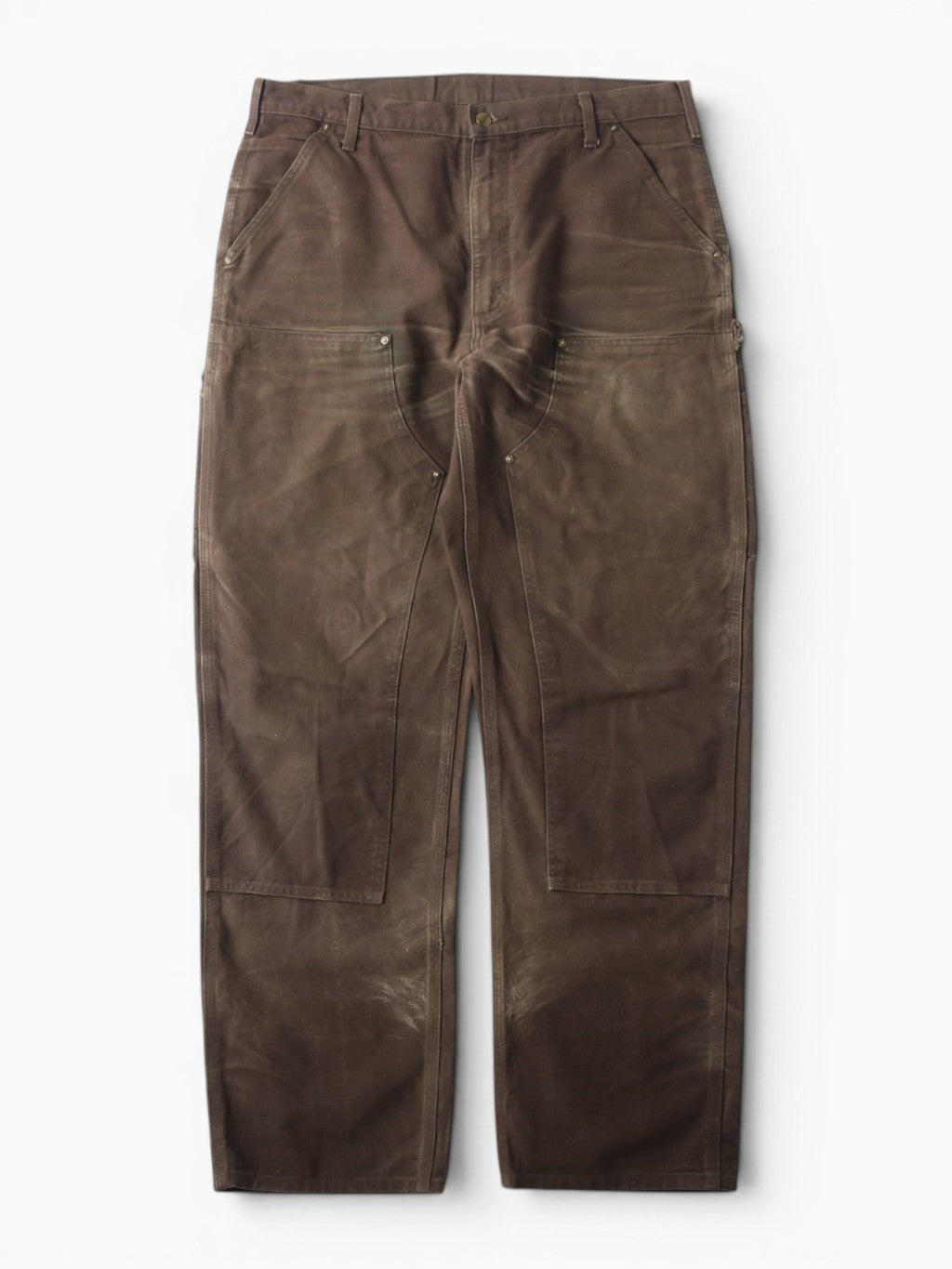 Broken Zip Vintage Double Knee Carpenter Pants - Brown - 36/34