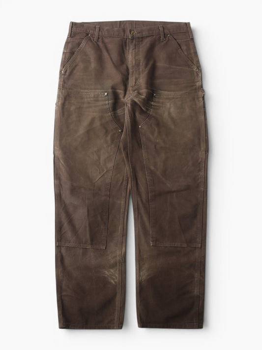 Broken Zip Vintage Double Knee Carpenter Pants - Brown - 36/34