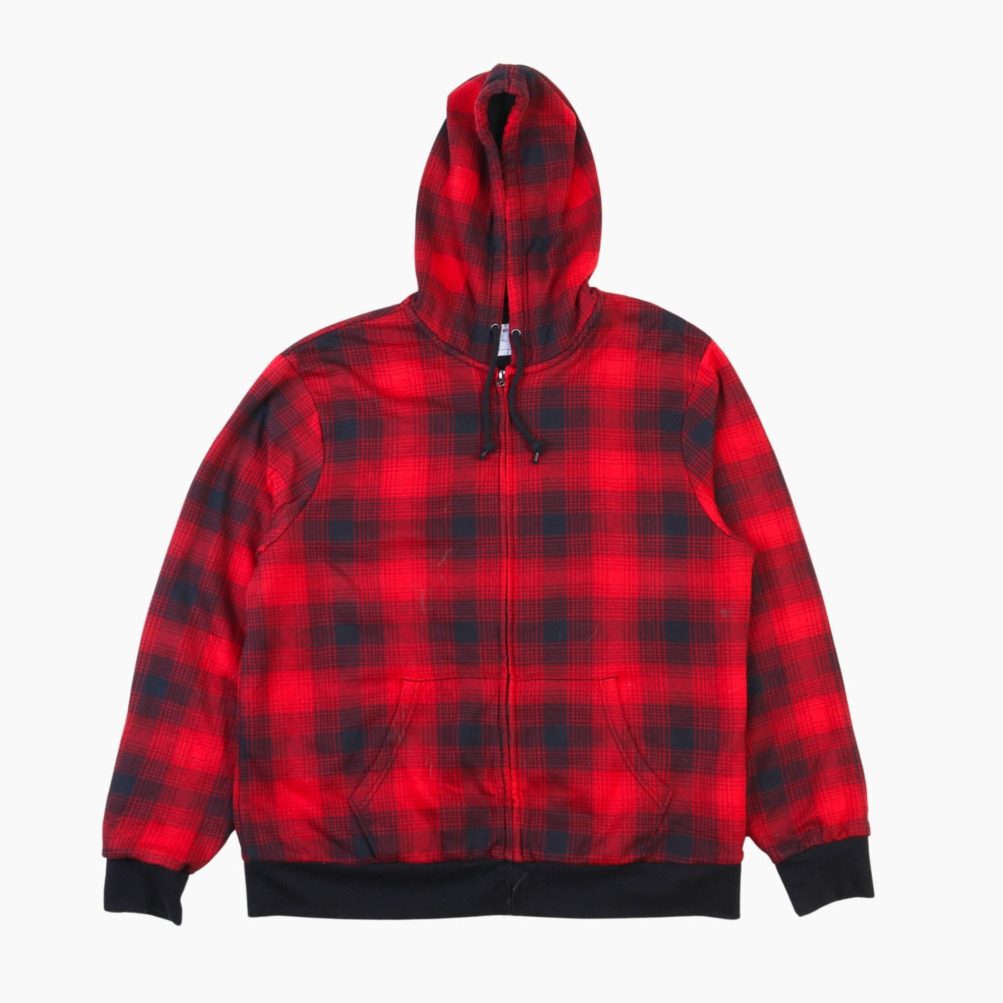 Vintage Flannel Hooded Overshirt - Red Check