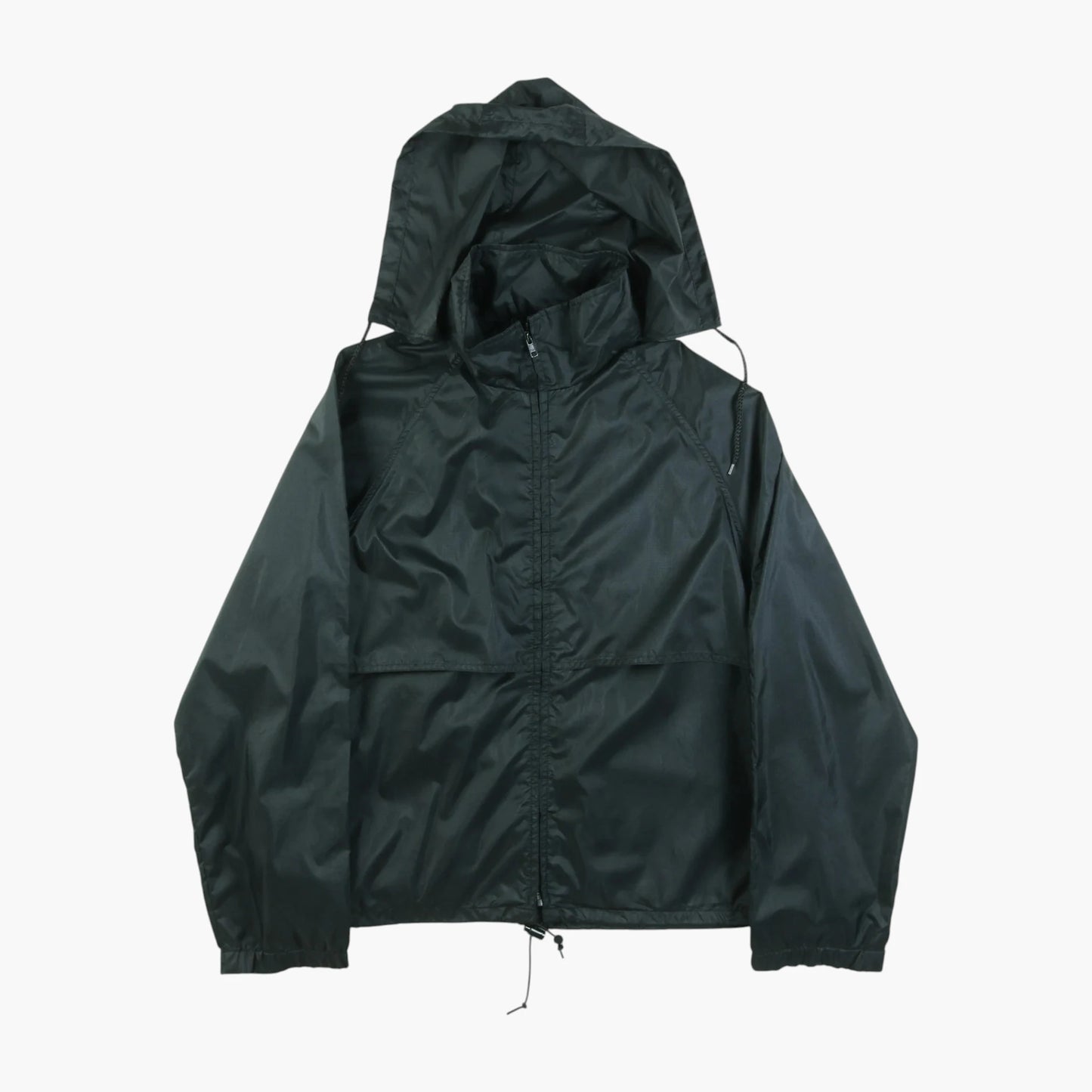 Hooded Windbreaker Jacket - Black