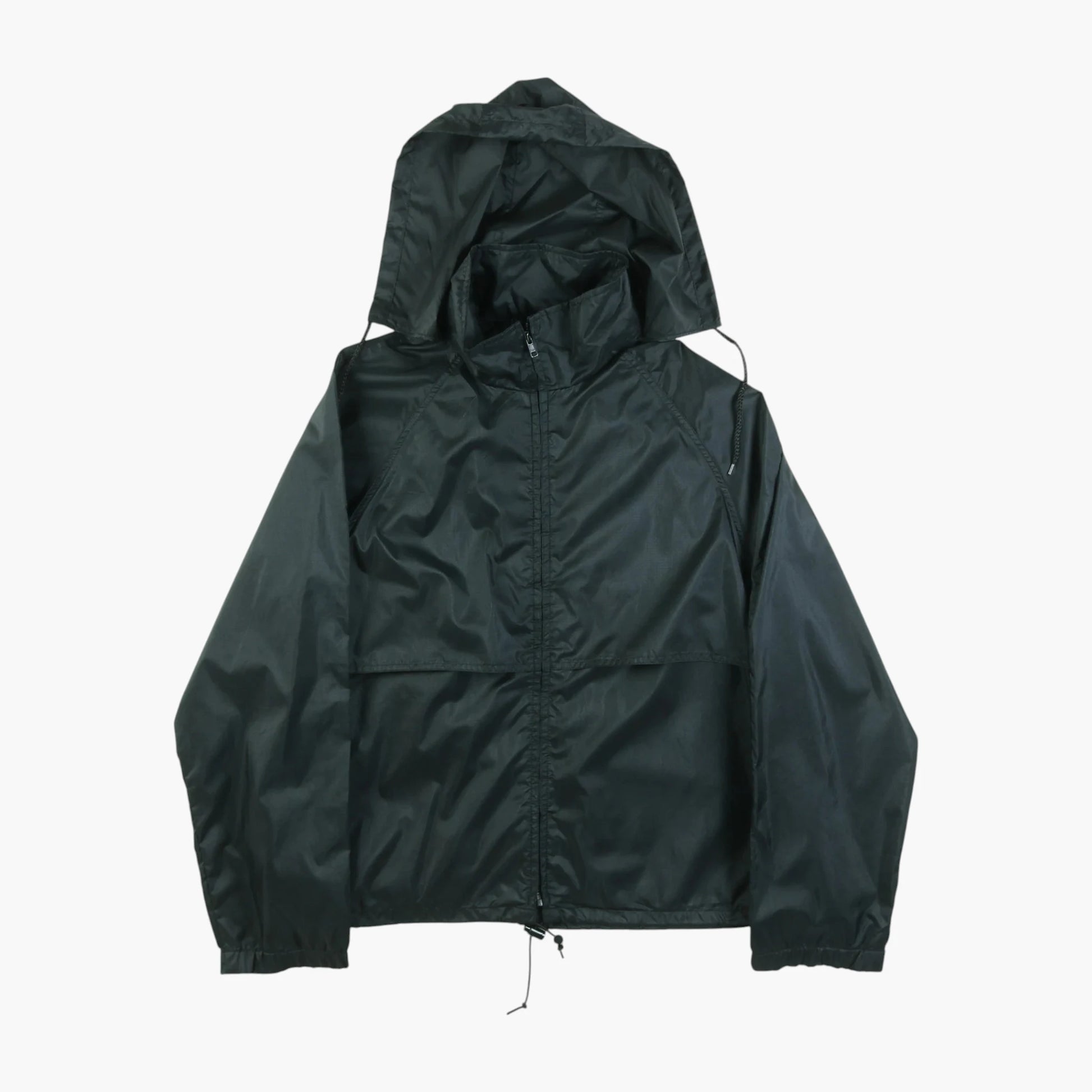 Hooded Windbreaker Jacket - Black