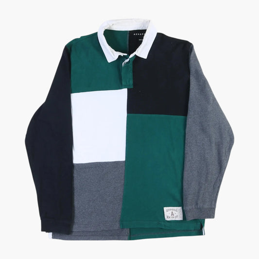 Aeropostale Rugby Shirt - Green Patchwork