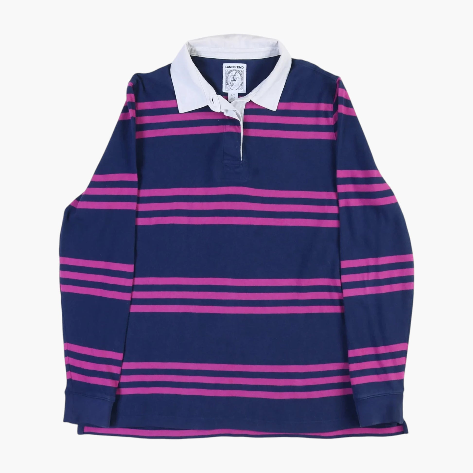 Lands' End Rugby Shirt - Pink Stripe