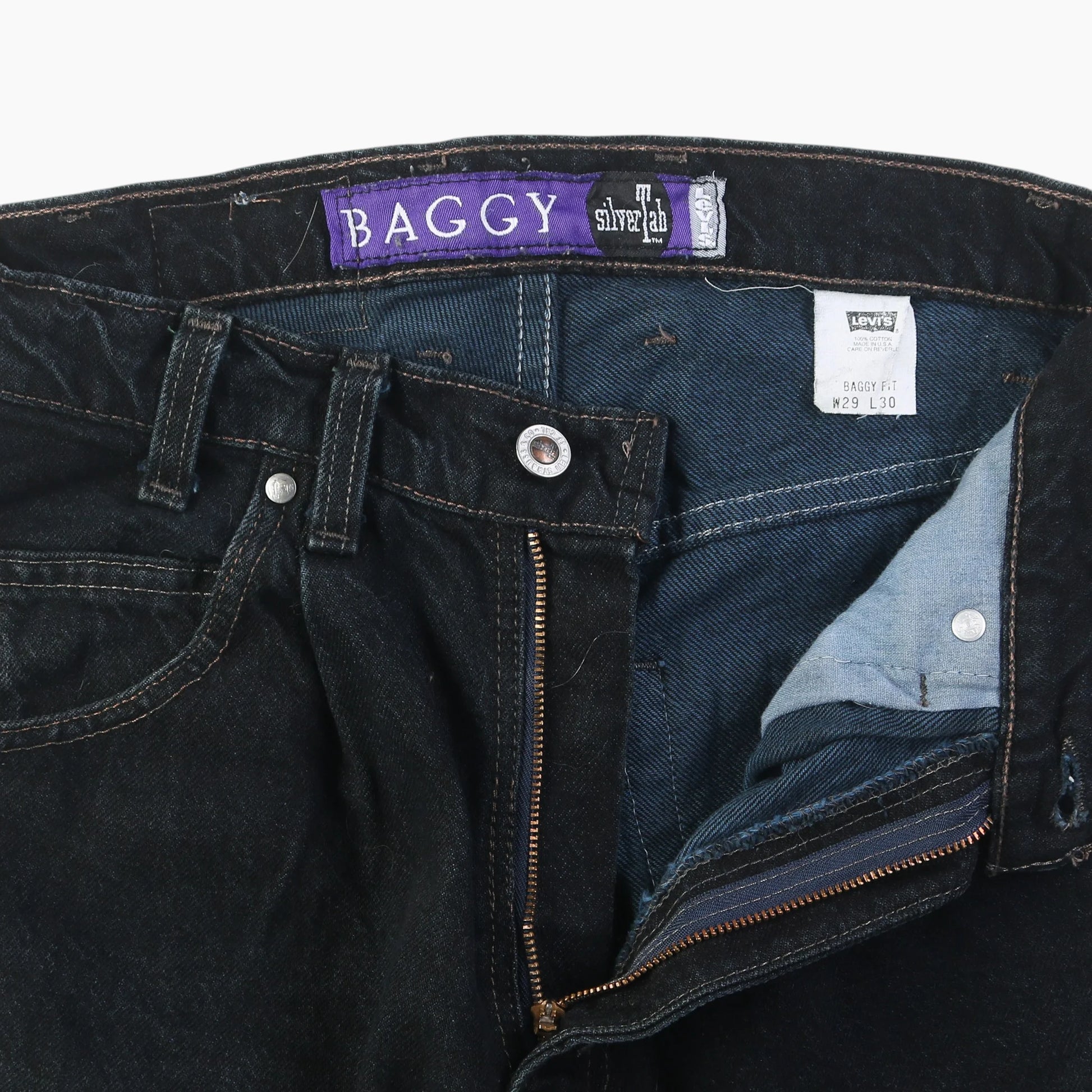 Vintage Silver Tab Baggy Fit Jeans - Black 29/30