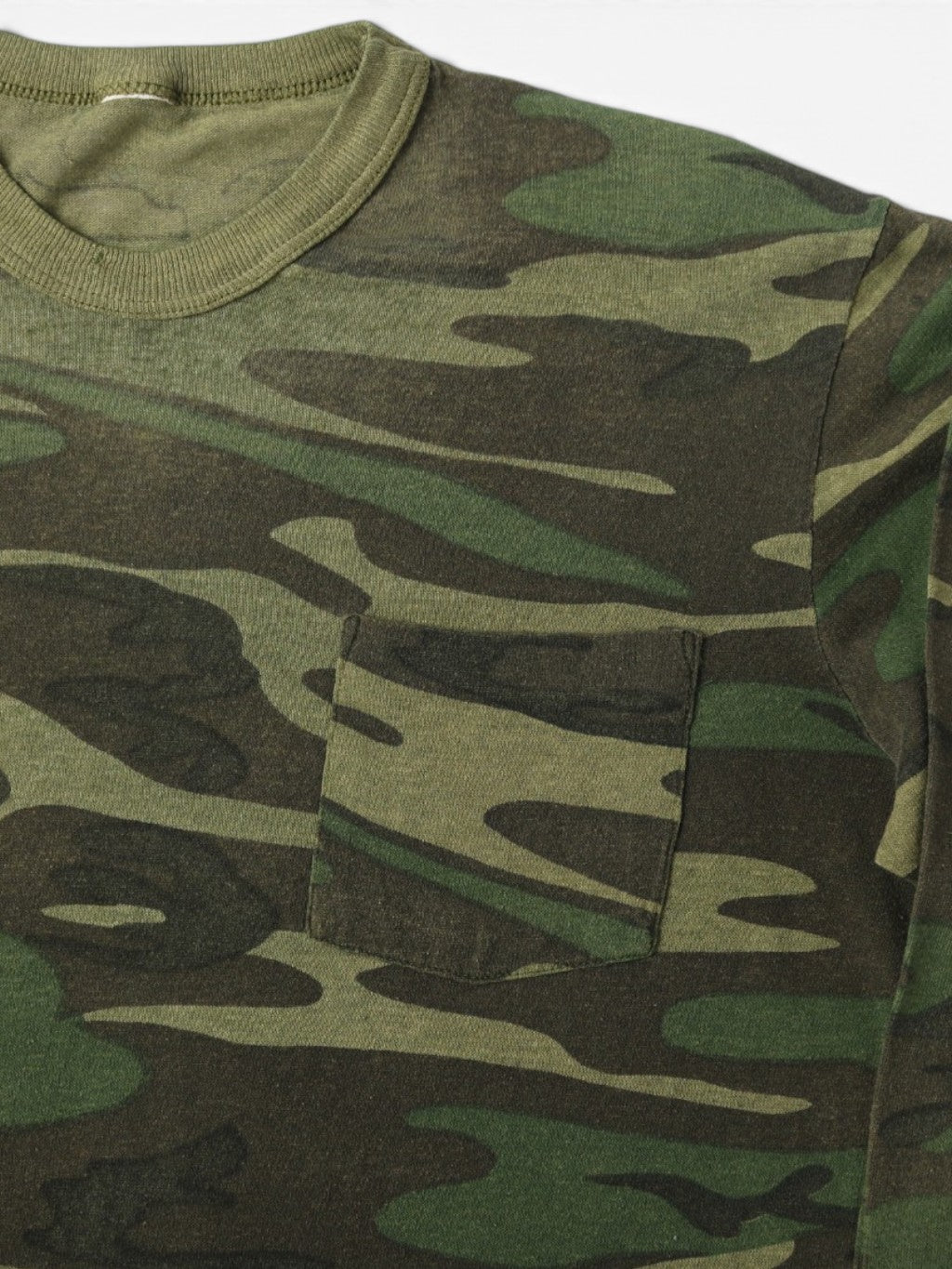 Single Stitch Woodland Camouflage Pocket T-Shirt