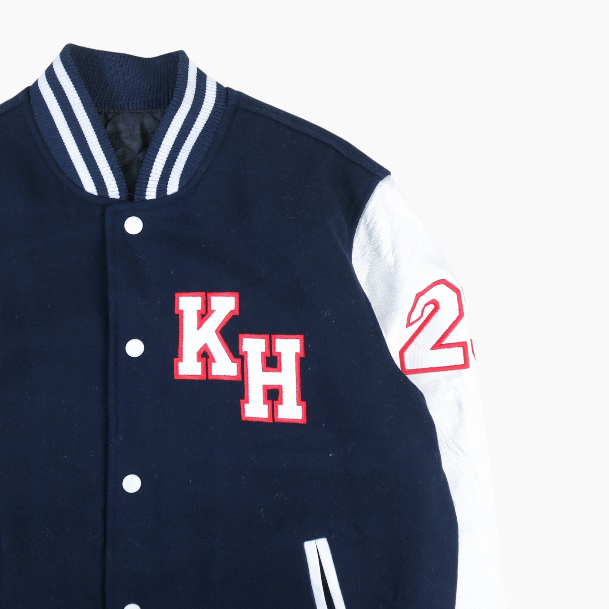 Vintage Varsity 'KH' Bomber Jacket - Navy