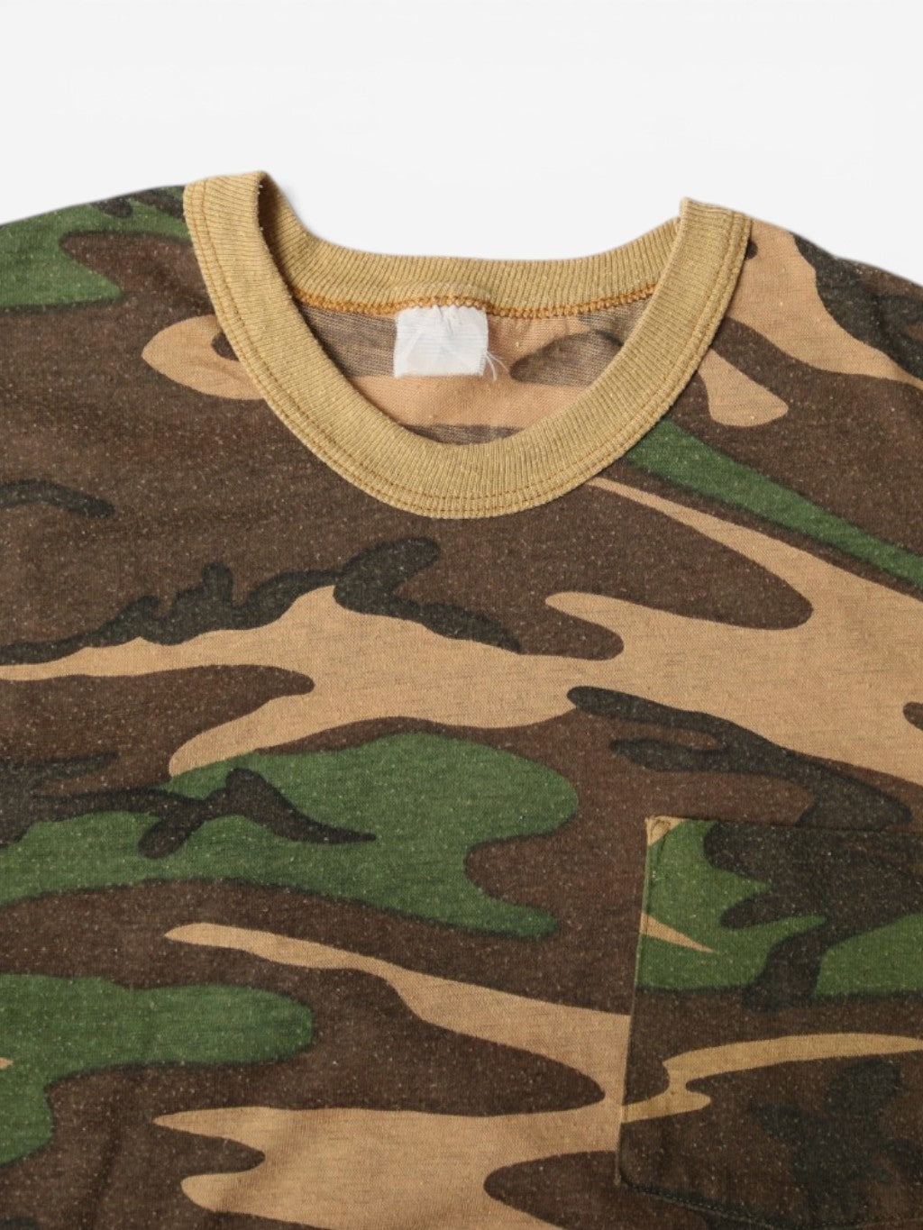 Single Stitch Woodland Camouflage Pocket T-Shirt