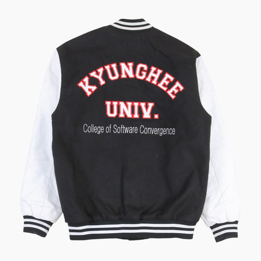 Vintage Varsity 'KH' Bomber Jacket - Black