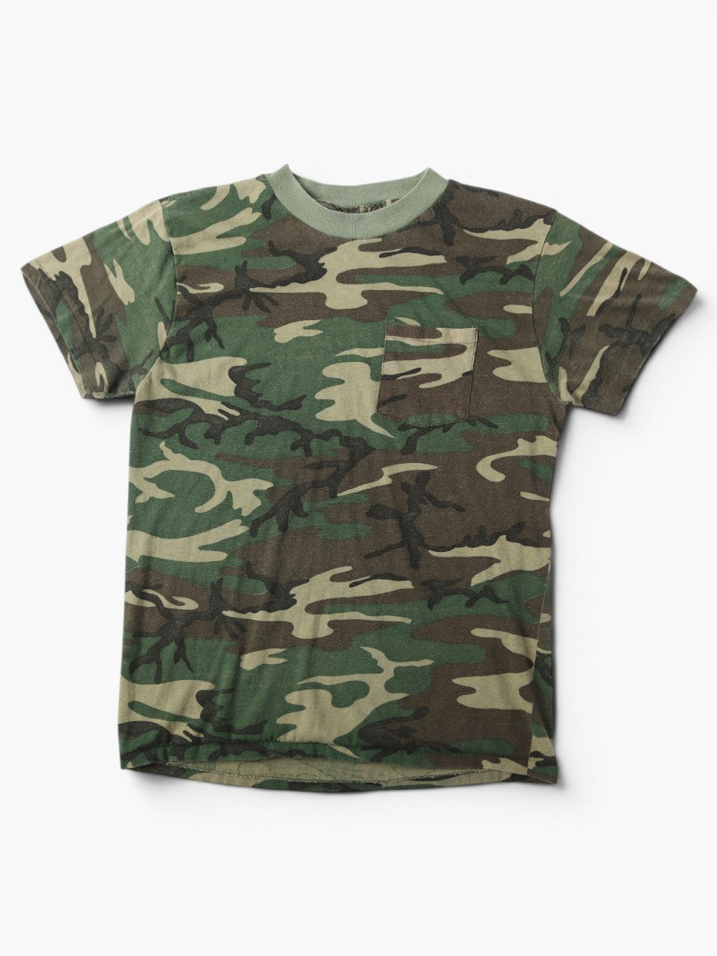 Single Stitch Woodland Camouflage Pocket T-Shirt