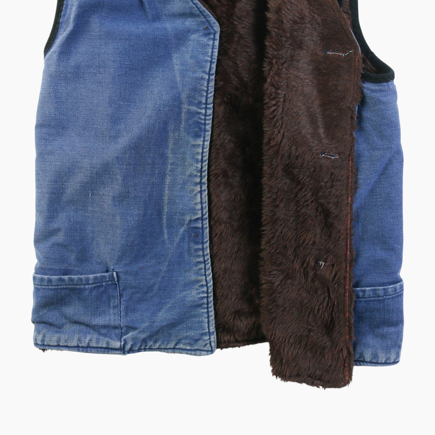 Vintage Fur Lined Vest - Blue