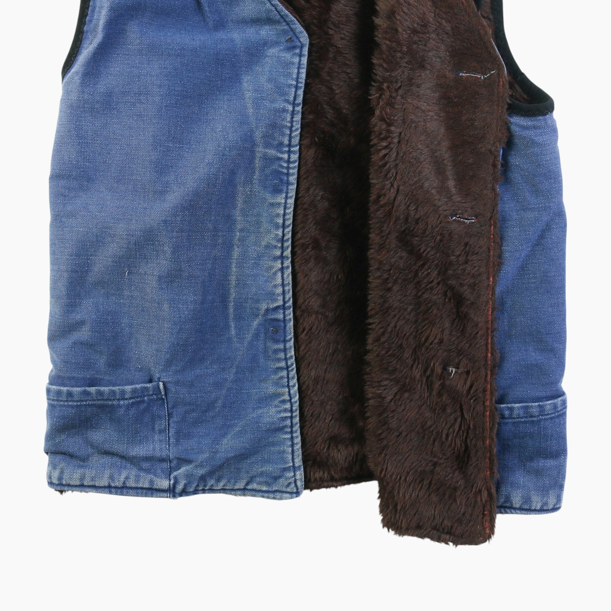 Vintage Fur Lined Vest - Blue