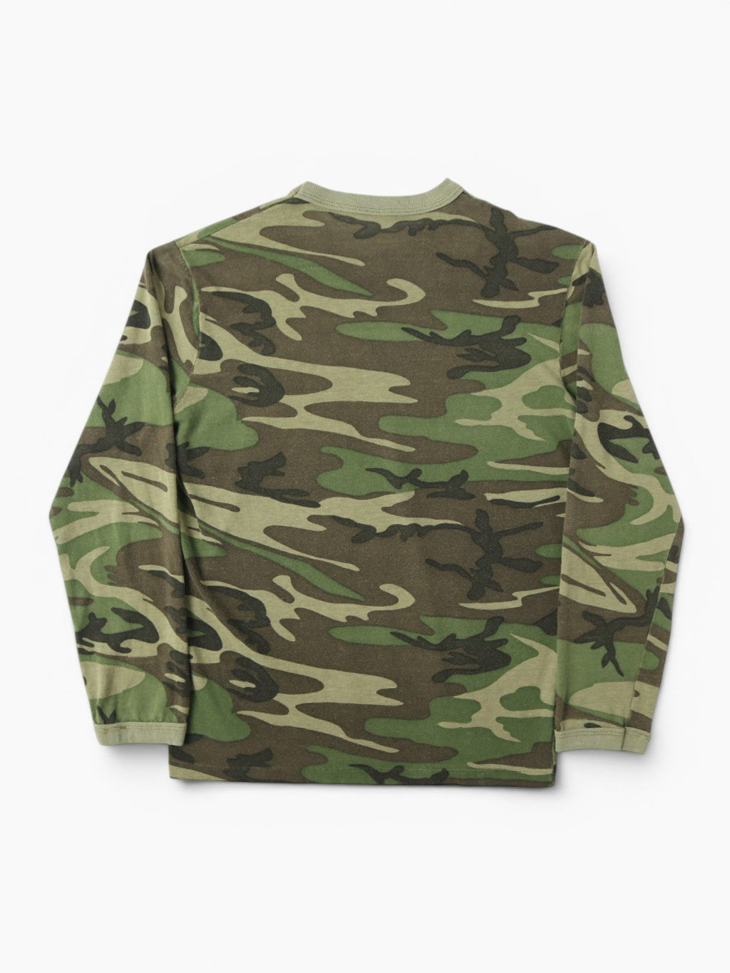 Single Stitch Long Sleeve Woodland Camouflage T-Shirt