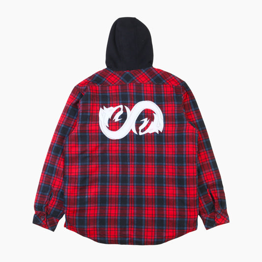 Vintage Flannel Hooded Overshirt - Red Check - American Madness