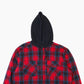 Vintage Flannel Hooded Overshirt - Red Check