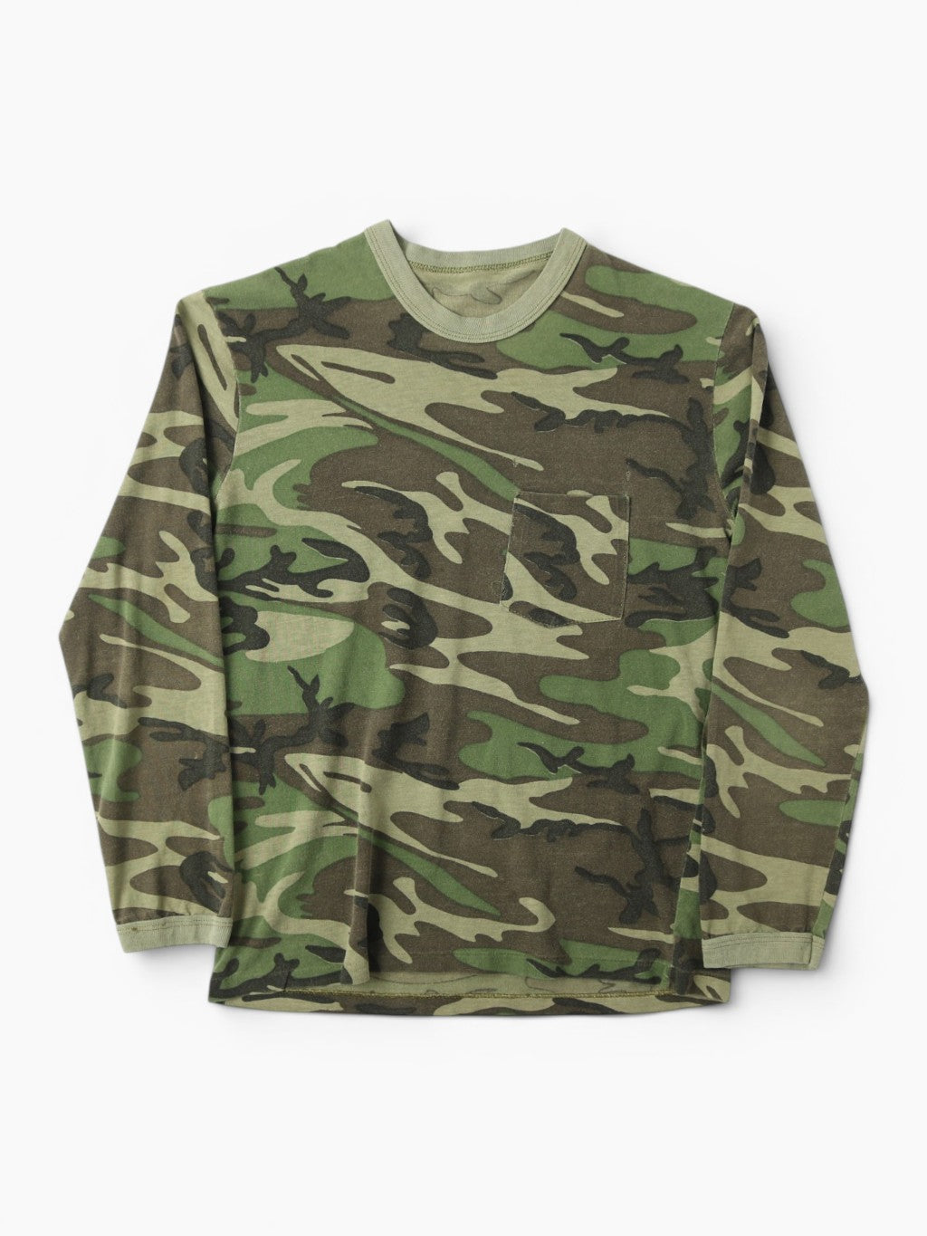 Single Stitch Long Sleeve Woodland Camouflage T-Shirt