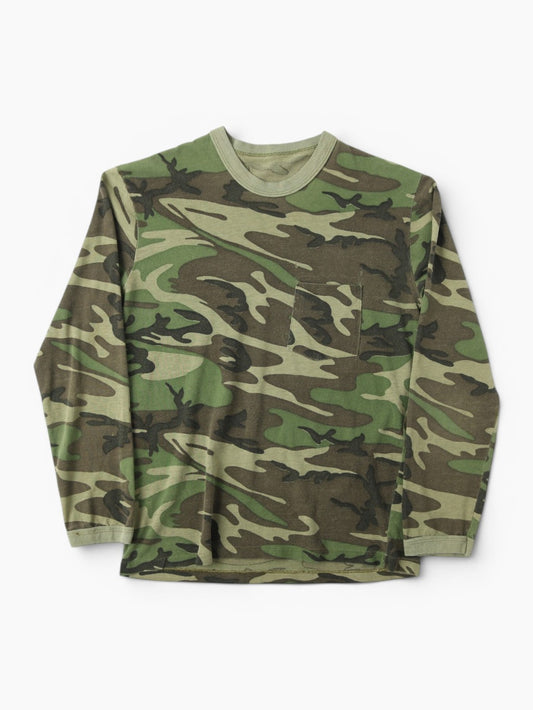 Single Stitch Long Sleeve Woodland Camouflage T-Shirt