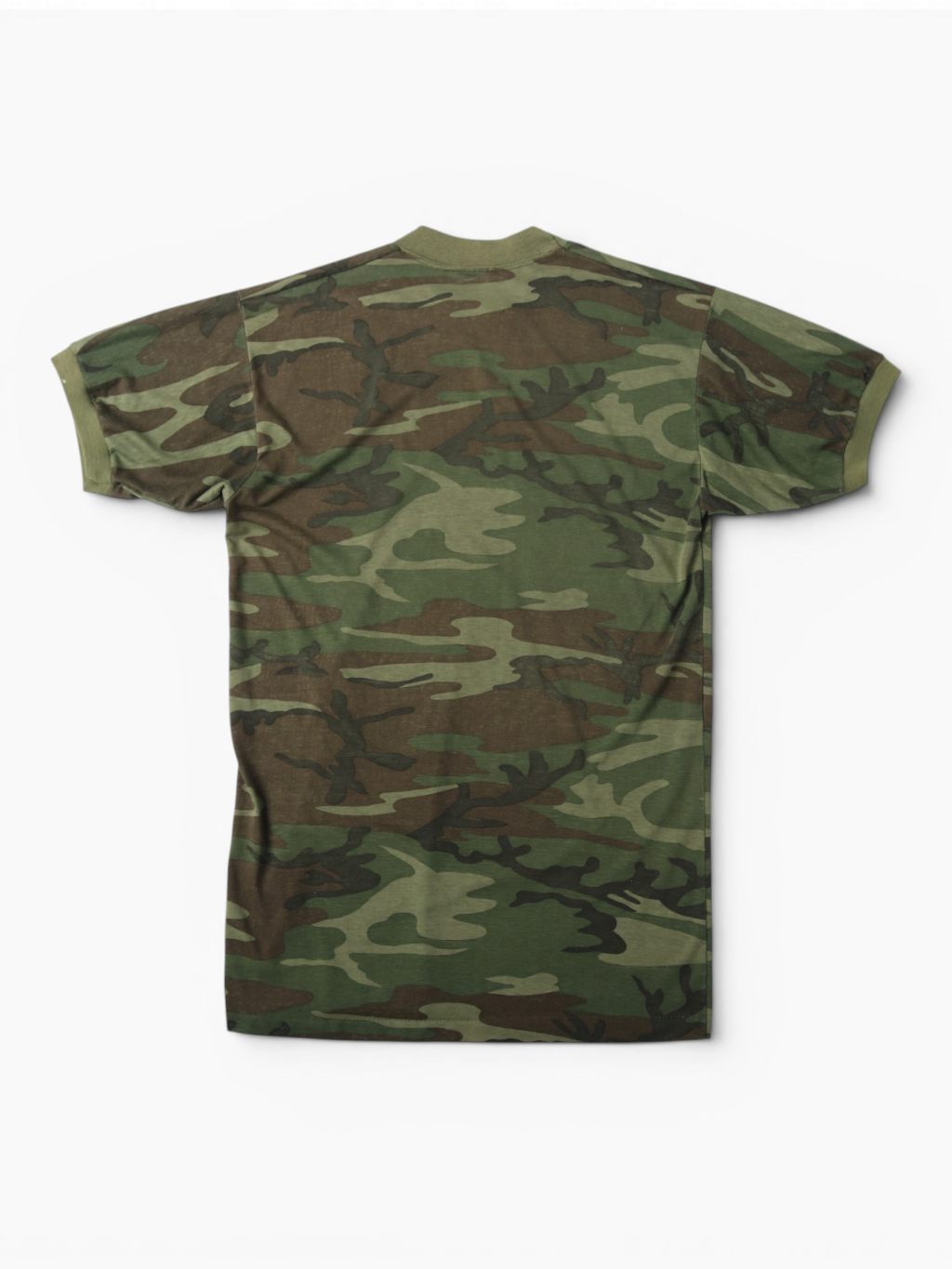 Single Stitch Woodland Camouflage Ringer T-Shirt