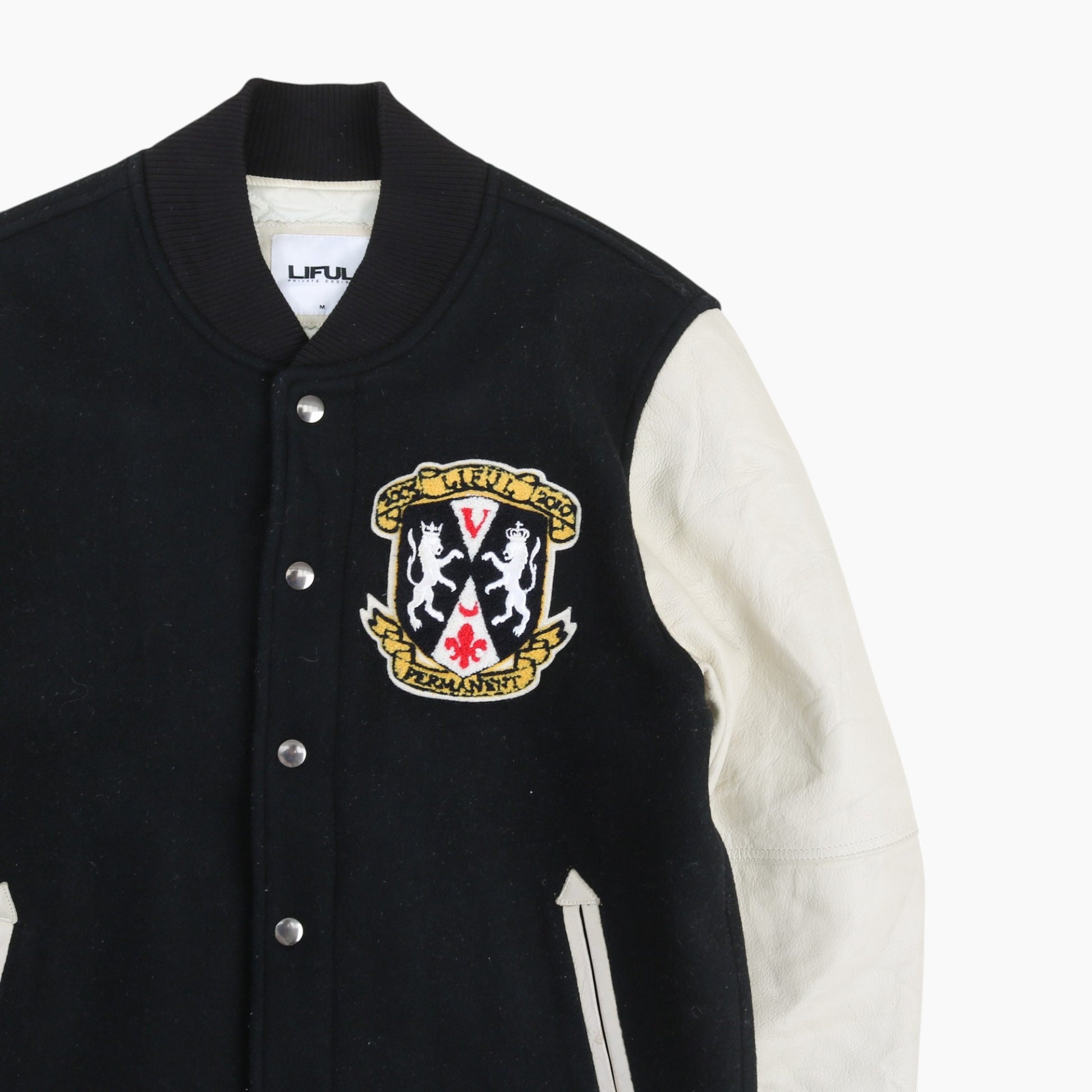 Vintage Varsity 'Liful' Bomber Jacket - Black
