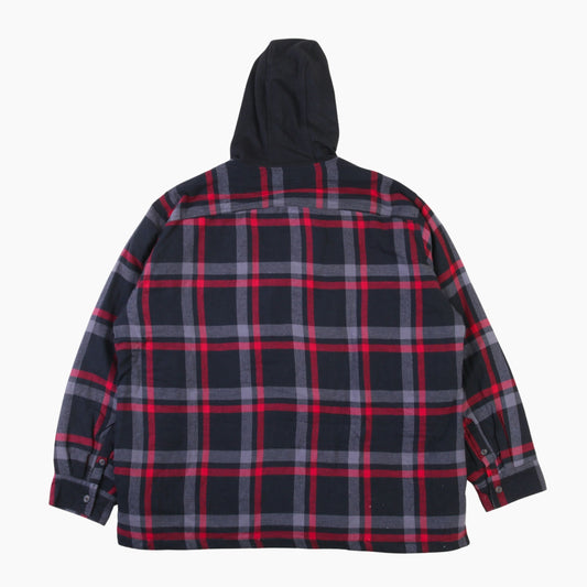 Vintage Flannel Hooded Overshirt - Black Check - American Madness