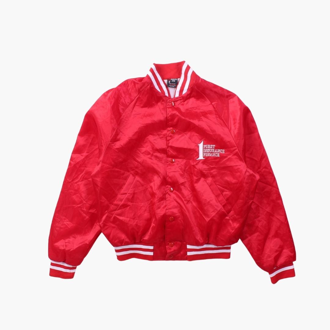 Vintage 'First Insurance Finance' Satin Bomber Jacket | American Madness