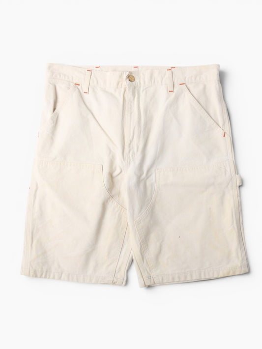 Double Knee Painter Shorts - White - 36"
