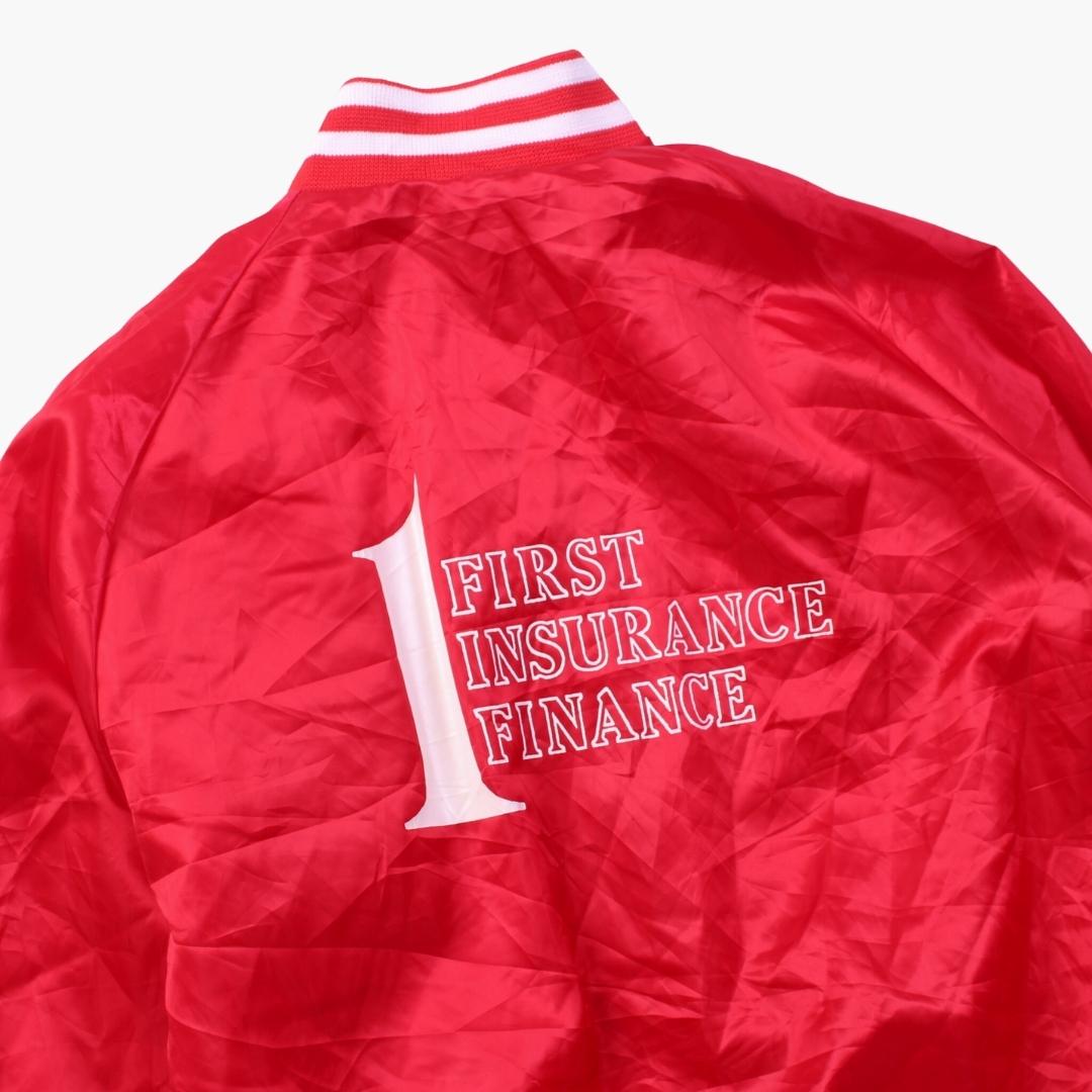 Vintage 'First Insurance Finance' Satin Bomber Jacket | American Madness
