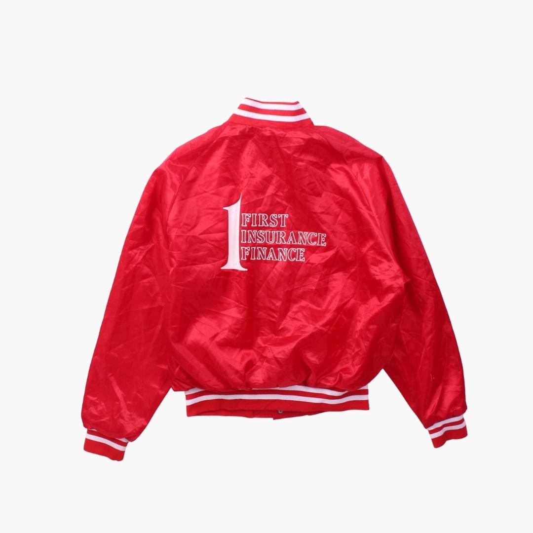 Vintage 'First Insurance Finance' Satin Bomber Jacket - American Madness