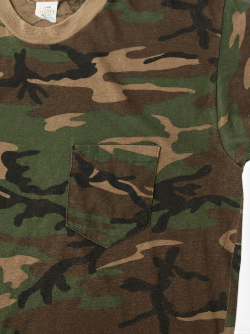 Single Stitch Woodland Camouflage Pocket T-Shirt