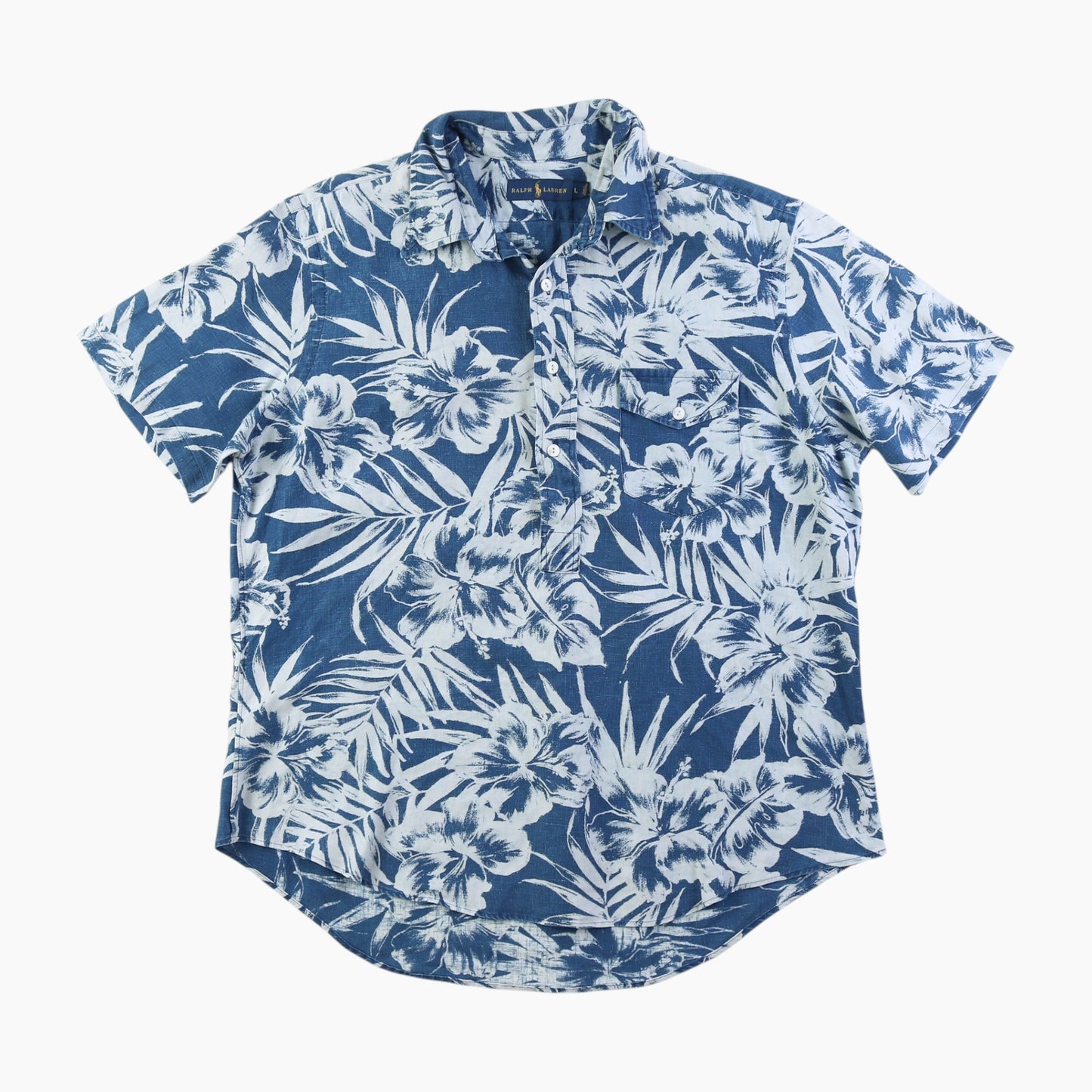 Vintage Shirt - Blue Leaf Print