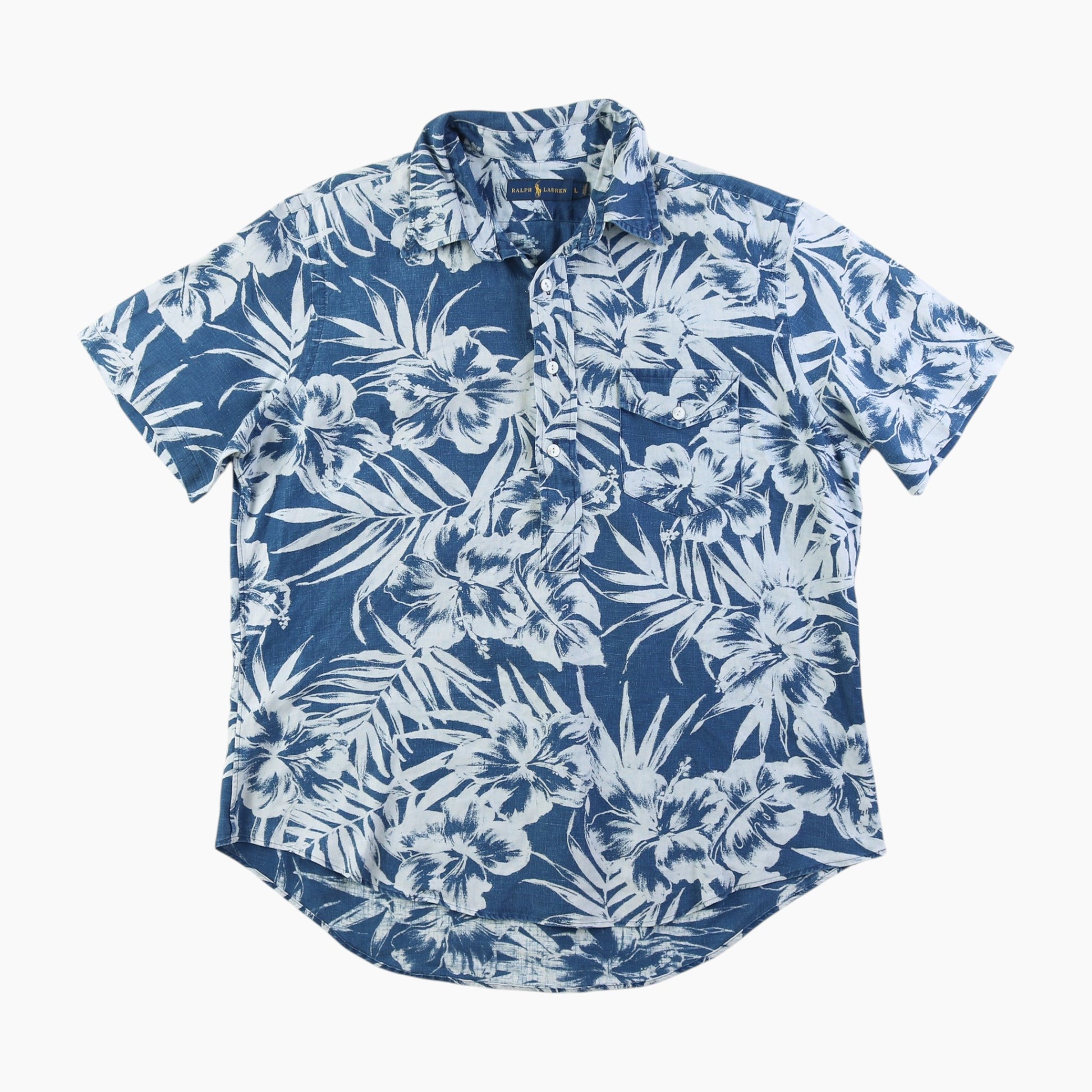 Vintage Shirt - Blue Leaf Print