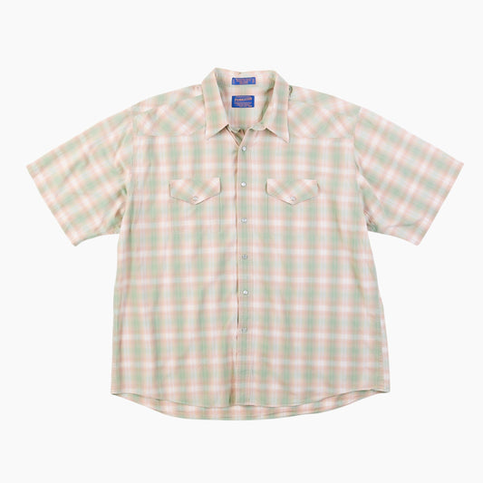 Vintage Shirt - Green And Orange Check - American Madness