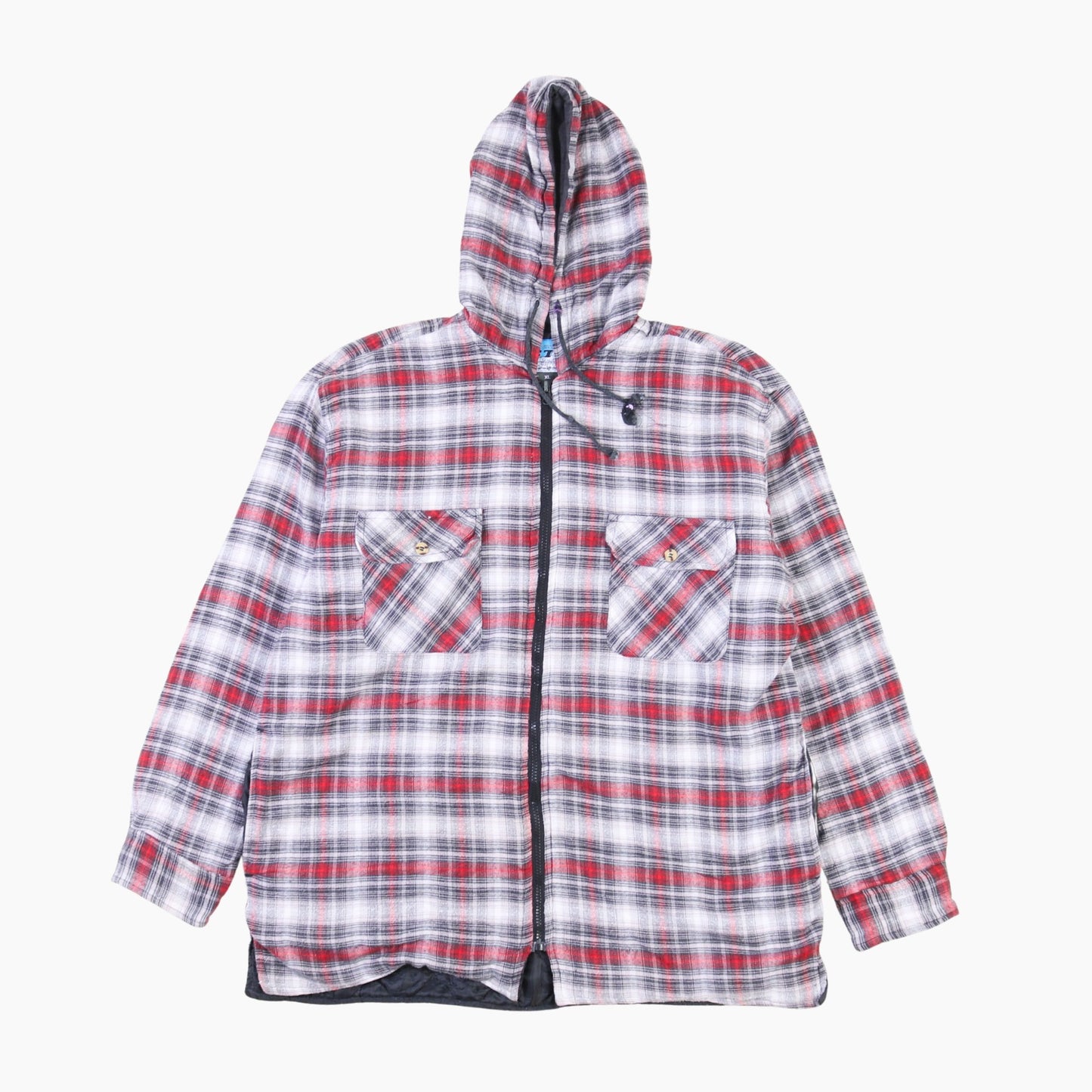 Vintage Flannel Hooded Overshirt - Red Check