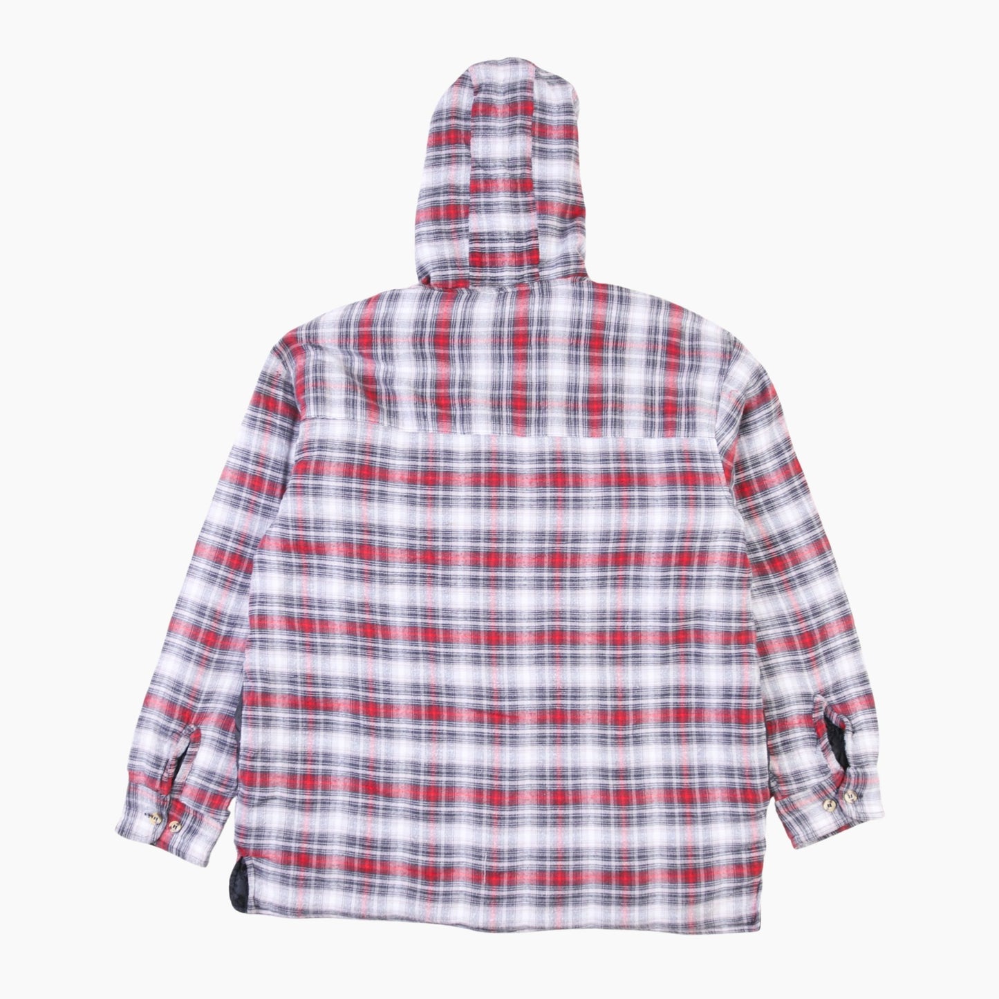 Vintage Flannel Hooded Overshirt - Red Check