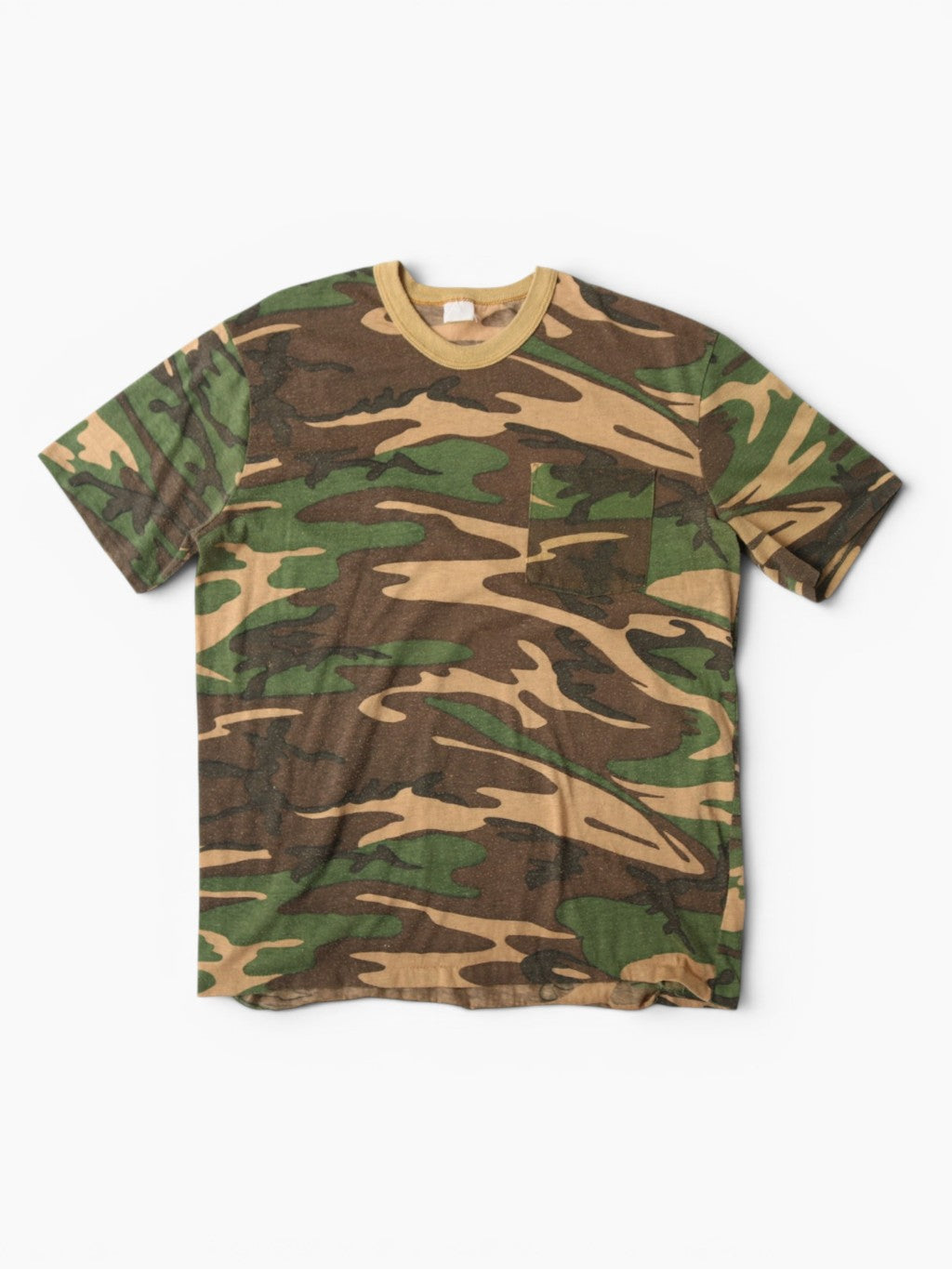 Single Stitch Woodland Camouflage Pocket T-Shirt
