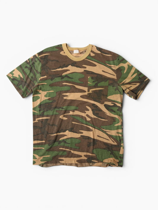 Single Stitch Woodland Camouflage Pocket T-Shirt