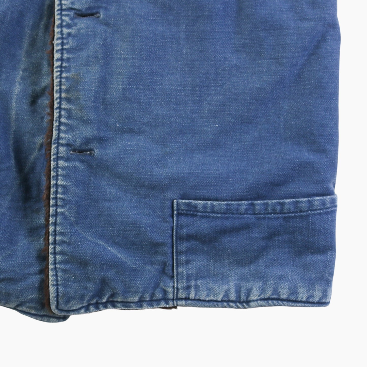 Vintage Fur Lined Vest - Blue